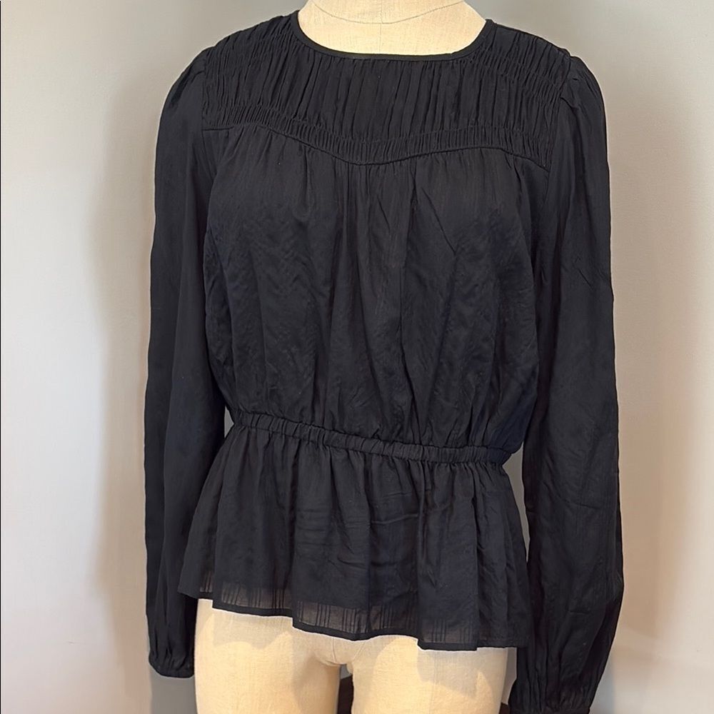 LOFT Shirred Peplum Blouse Size XS
